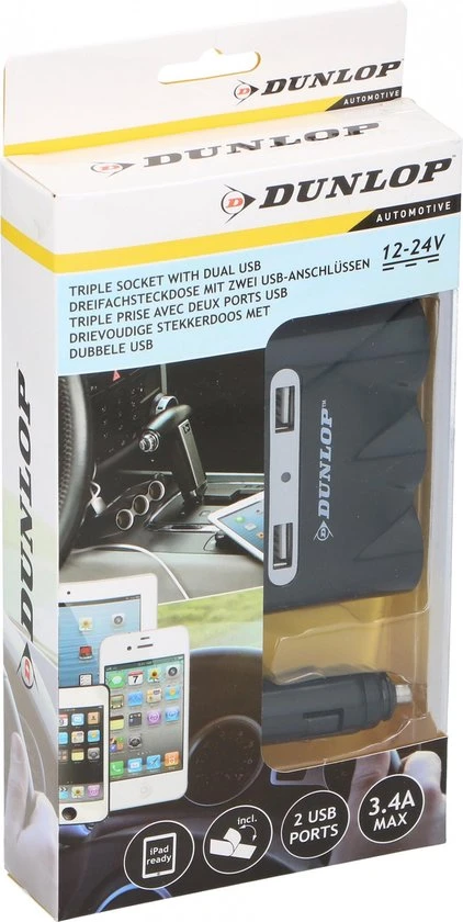 Dunlop 3WEG 12V STEKKERDOOS & 2X USB 4 Dunlop 3WEG 12V STEKKERDOOS & 2X USB - Afbeelding 2