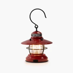 Barebones Edison Mini Lantern -Kampeerhal Roden Barebones MIni Edison light Red aan
