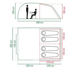Coleman Tent Vespucci 4 -Kampeerhal Roden Coleman tunneltent Verspucci 4 helemaal tekening