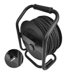 PROPLUS Kabelhaspel 25m Schuko En CEE -Kampeerhal Roden Kabelhaspel 25m Schuko en CEE achterkant