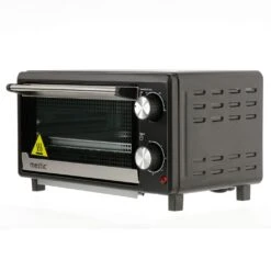 Mestic Oven 10 Ltr 800W Mo-80 -Kampeerhal Roden Mestic MO 80 oven 10 liter 800 watt zwart schuin vooraanzicht