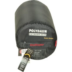 Polydaun Slaapzak Steltloper - Antraciet Streep 80X210 -Kampeerhal Roden Polydaun Slaapzak Steltlope Antraciet Streep 80X120 verpakking