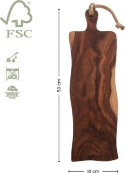 Pure Rose Wood Serveerplank 59 Cm Rustiek -Kampeerhal Roden Pure Rose Wood Serveerplank 59 Cm Rustiek 2