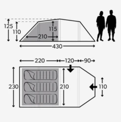 Kampa Tent Mersea 3 -Kampeerhal Roden plattegrond mersea 3