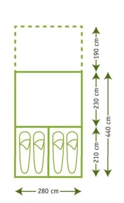 Karsten Tunneltent 2800 - Beige -Kampeerhal Roden plattegrond type 2800 mooi